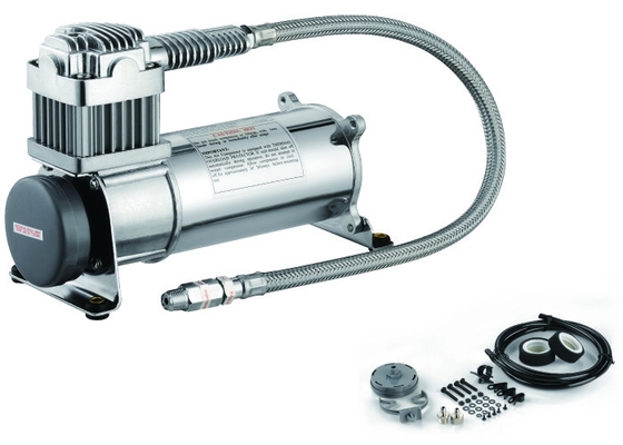 सिंगल 150psi 12V 1/4 "एयर सस्पेंशन कंप्रेसर हैवी ड्यूटी सिल्वर