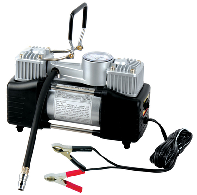 अच्छी कीमत दबाव गेज के साथ डबल सिलेंडर धातु कार एयर कंप्रेसर DC12Volt ऑनलाइन